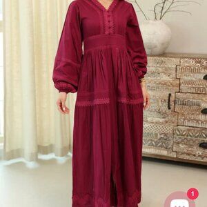 Elegant Long Sleeve Red Dress